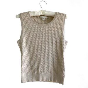 Banana Republic Light Beige Sleeveless Scoop-Neck Pullover Shell Sweater, Small